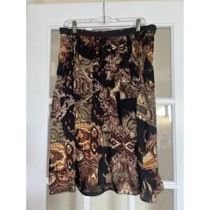 Jones New York brown boho paisley skirt mid length floral 12